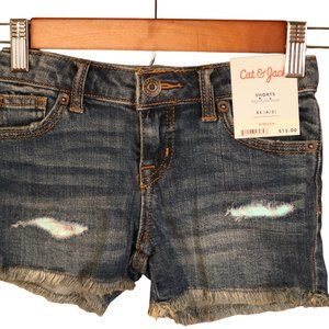 Girls Cat & Jack Blue Jeans Girls Shorts Strech Size XS 4 5